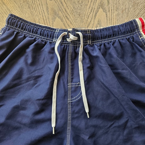 RS Surf Cargo Board Shorts Mens Large Blue 90s Style Swim Trunks Striped Side - Picture 3 of 12